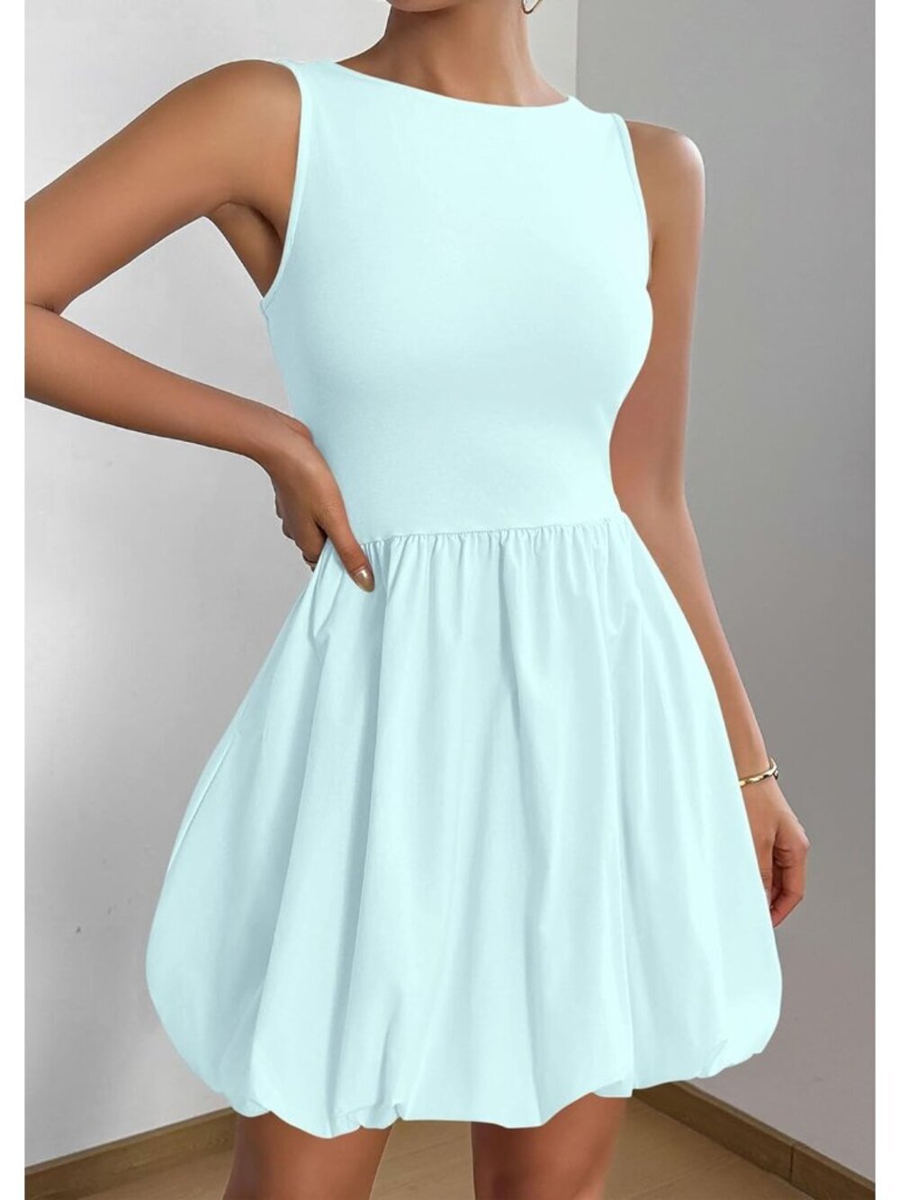 〽️Women's Blue Casual Sleeveless Tank Crew Neck Short Cocktail Mini Dress
